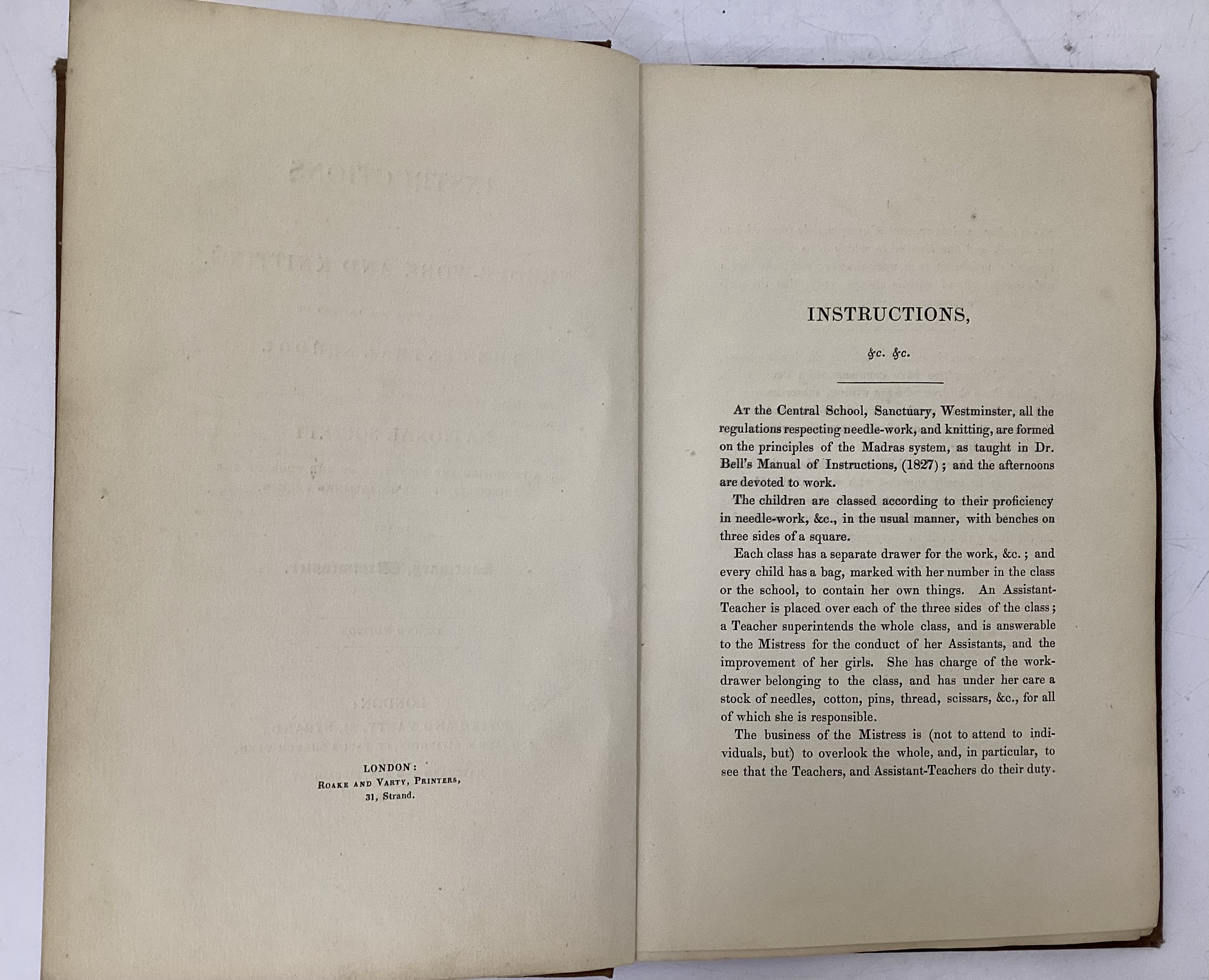 Needlework Specimens. Instructions on Needle-Work and Knitting, as Derived from the Practice of the National Society for Promoting the Education of the Poor in the Principles of the Established Church, in the Sanctuary,